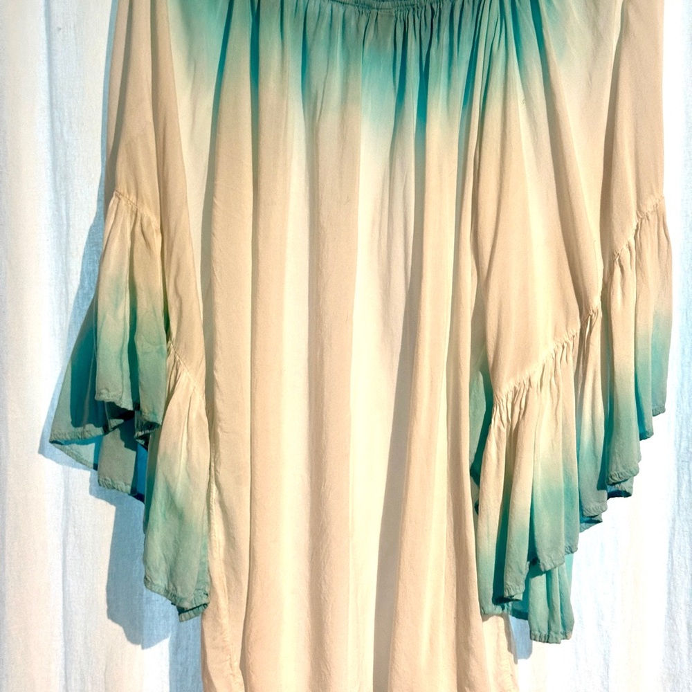 Young Beautiful and Broke Private Labeled 4 KP Cream & Teal Ombre Blouse/Tunic S